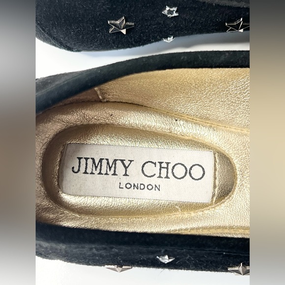 Jimmy Choo Willow Ballet Flat Black Suede Star Studded Size 37 - Picture 6 of 16